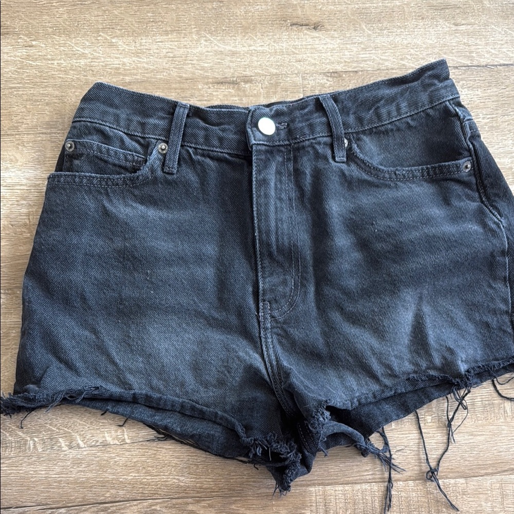 BDG Black High-Rise Frayed Hem Jean Shorts